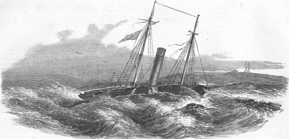 Associate Product SWEDEN. Wreck of Border Queen ship, Vinga islet, antique print, 1851