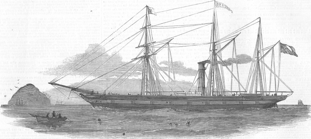 Associate Product BOATS. Ship Arno, for Mediterranean, antique print, 1851