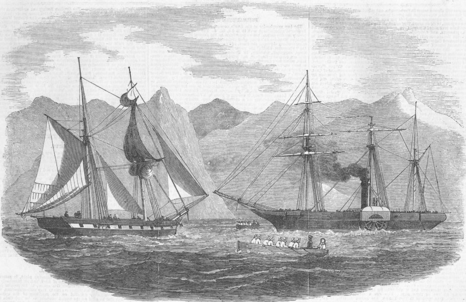 Associate Product CHILE. Capturing pirate ship, Magellan strait, antique print, 1852