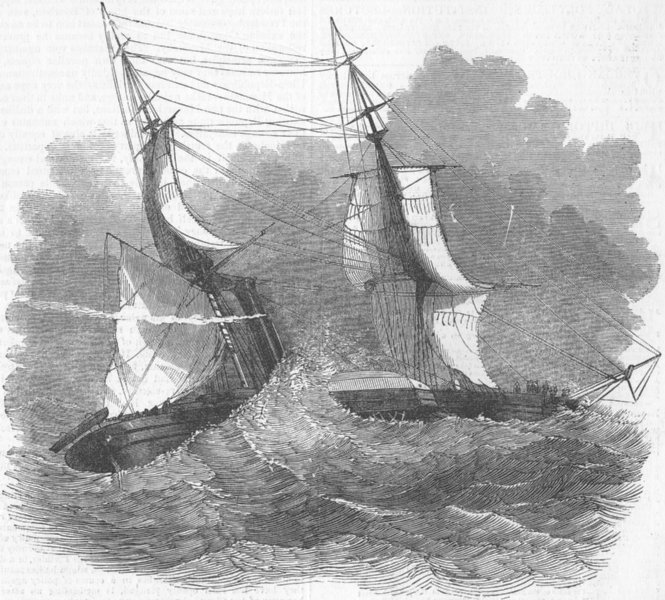 Associate Product LIBERIA. Wreck of ship Flamer, antique print, 1851
