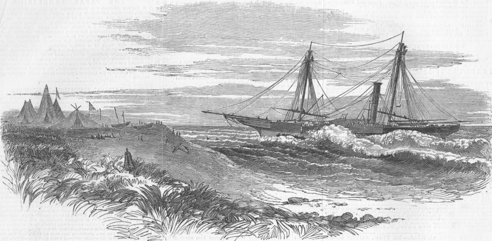 Associate Product LIBERIA. Ship Flamer, South-West of Monrovia, antique print, 1851