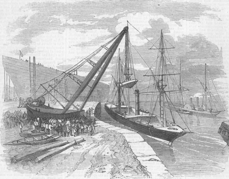 BIRKENHEAD. Livingstone Expedition. Loading launch, antique print, 1878
