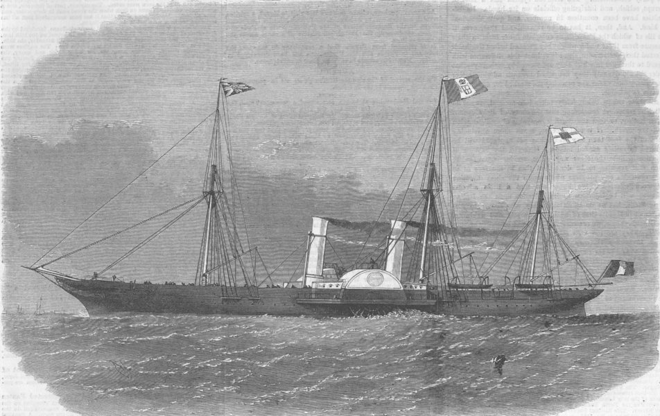Associate Product SHIPS. Royal Italian Ship Esploratore, antique print, 1863