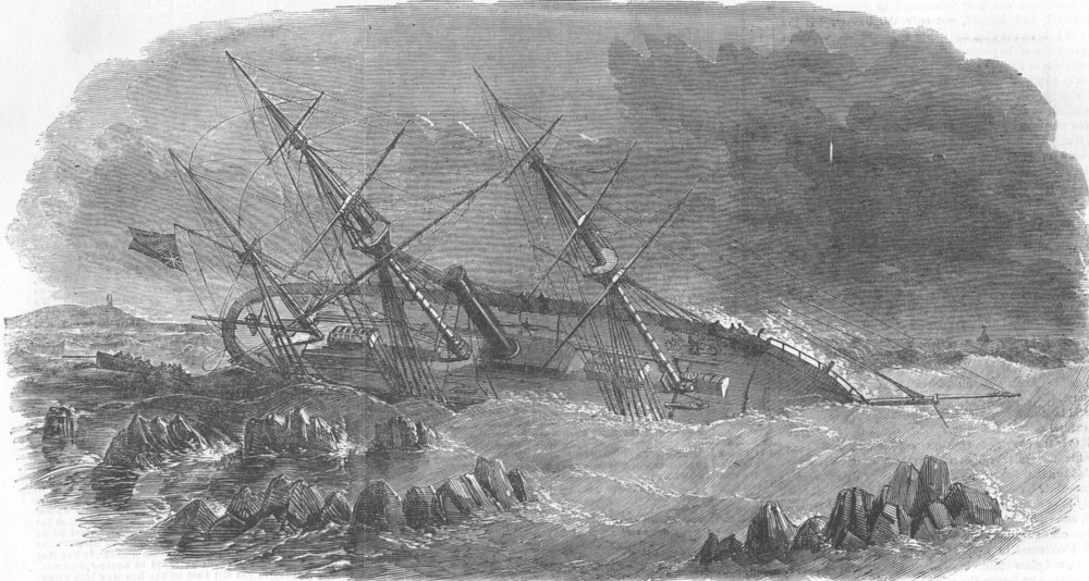 Associate Product WALES. Olinda shipwreck, Harry Furlong, E of Skerries, antique print, 1854