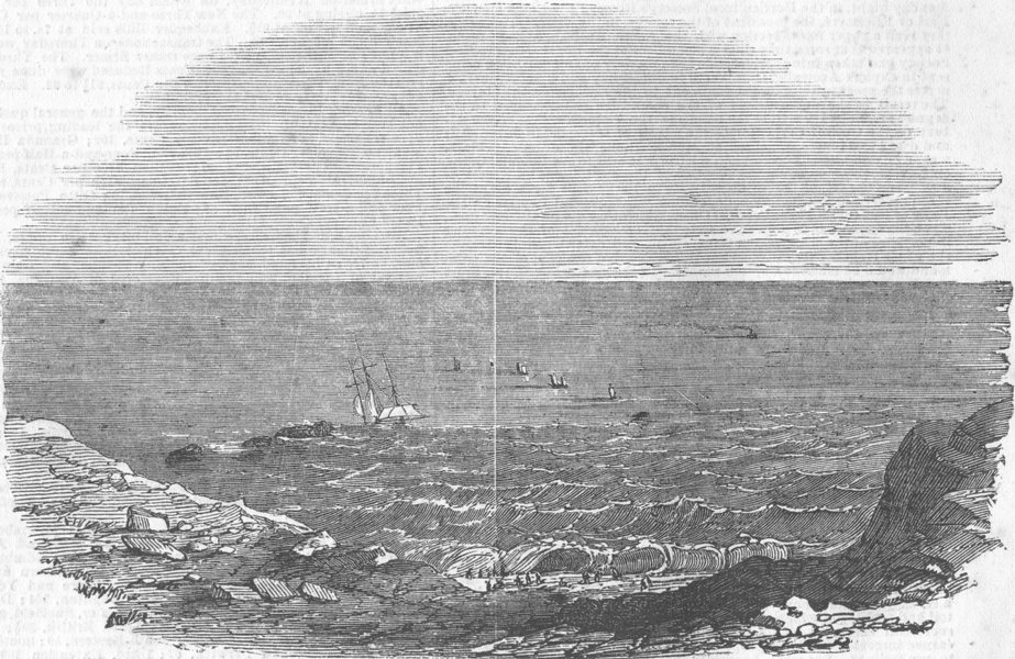 Associate Product IRELAND. Wreck of Tayleur, from Mainland , antique print, 1854
