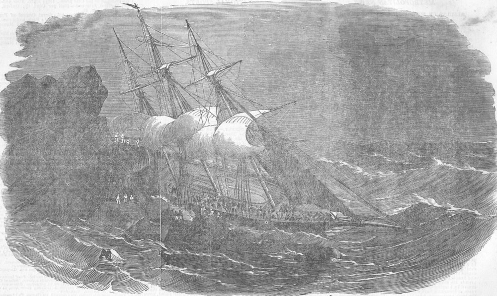 Associate Product IRELAND. Tayleur Australian shipwreck, Lambay Island, antique print, 1854