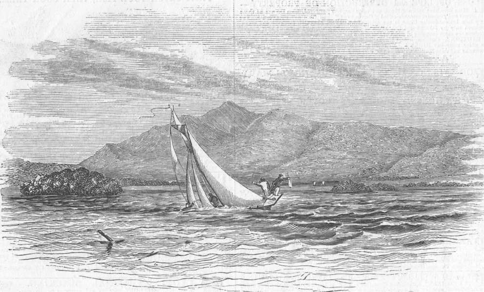 Associate Product CUMBS. Yacht accident, Derwent Water, antique print, 1844