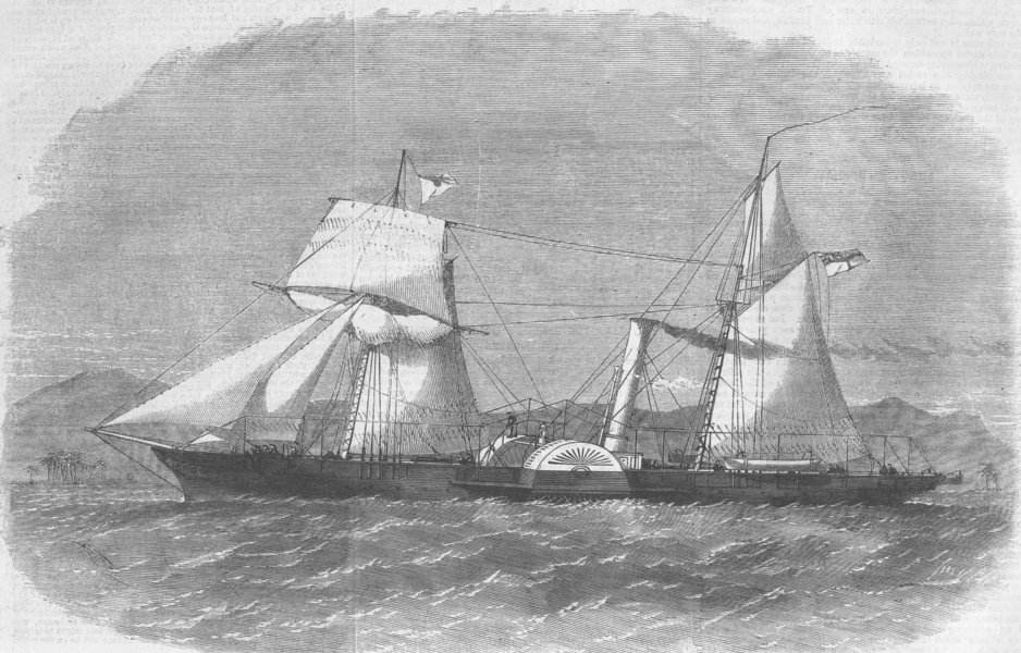 Associate Product NIGERIA. HM Ship Investigator, intended for Lagos, antique print, 1862