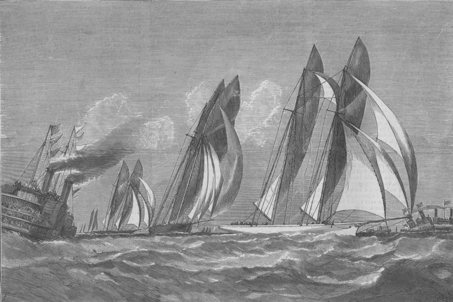 NEW YORK. Queens Cup Yacht Race. America; Idler; Magic, antique print, 1870