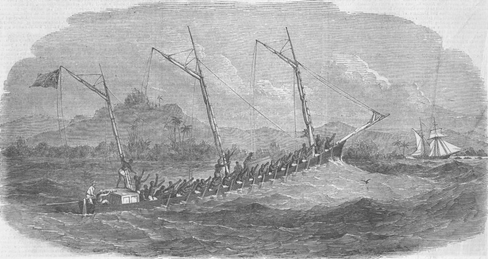 EQUATORIAL GUINEA. Laird's patent boat, Bioko, antique print, 1850