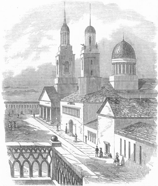 Associate Product RUSSIA. Cathedral of Saviour, Observatory, Kronstadt, antique print, 1854