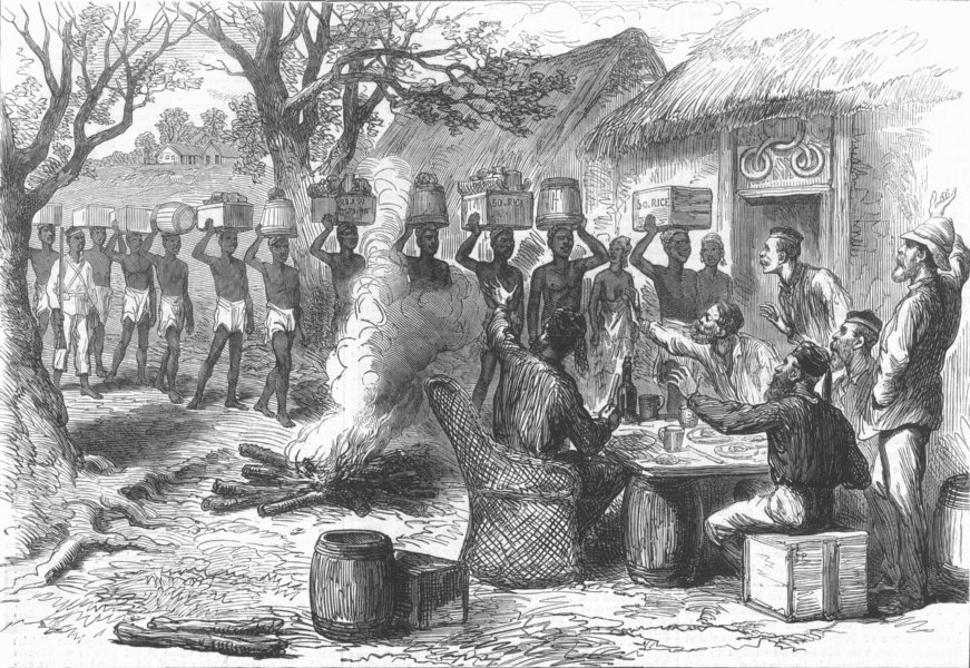 Associate Product HOSPITALITY. Arrival of Stores, antique print, 1874