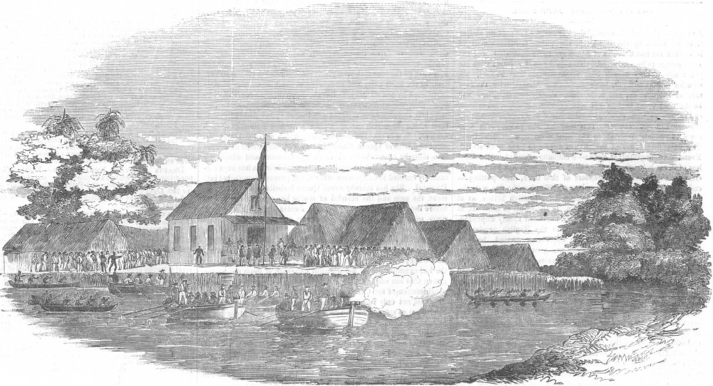 Associate Product EQUATORIAL GUINEA. Bioko. Boats, Election of King, antique print, 1854