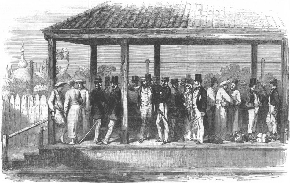 INDIA. Indian Railway Station, antique print, 1854