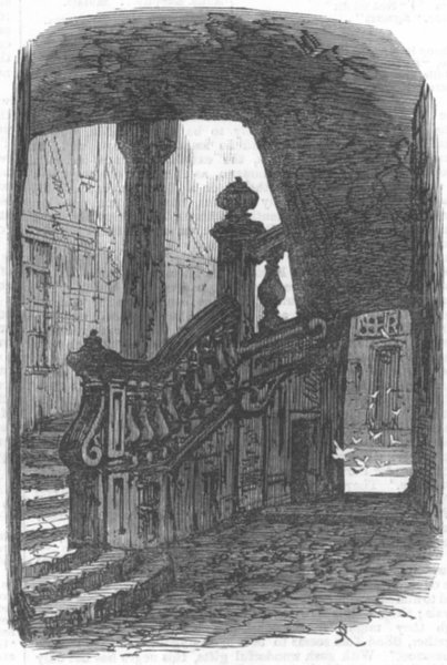 Associate Product FRANCE. Rouen. Staircase, antique print, 1867