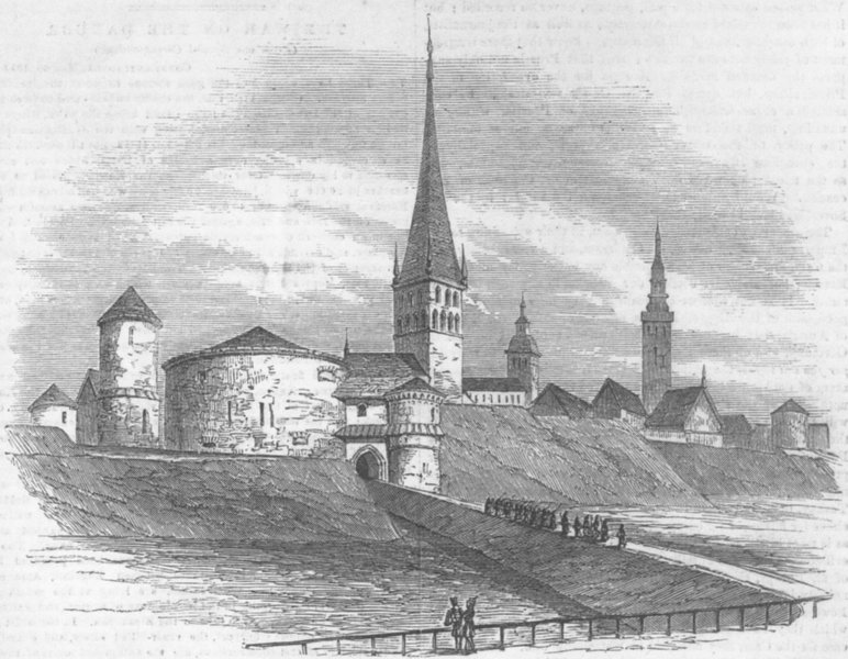 ESTONIA. Tallinn-Inner Fort, antique print, 1854