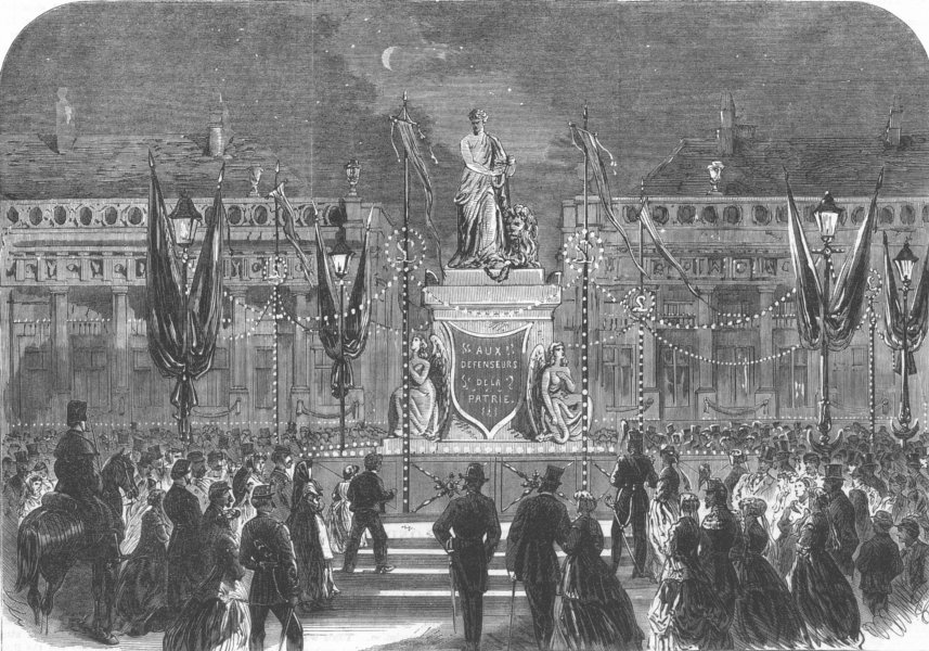 Associate Product BELGIUM. Tir National, Place Des Martyrs, Brussels, antique print, 1867