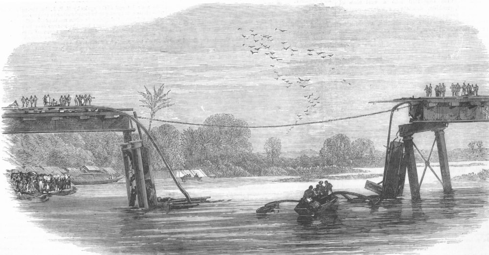 Associate Product SRI LANKA. Railway Bridge Destroyed by Floods, antique print, 1872