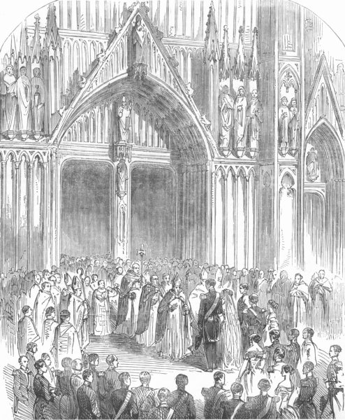 Associate Product BELGIUM. Bridal Procession, St Gudule, Brussels, antique print, 1853