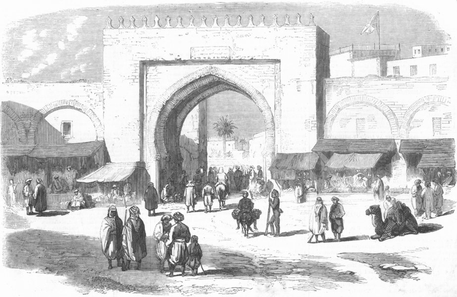 Associate Product TUNISIA. Entrance gate to Tunis, from Galetta, antique print, 1857