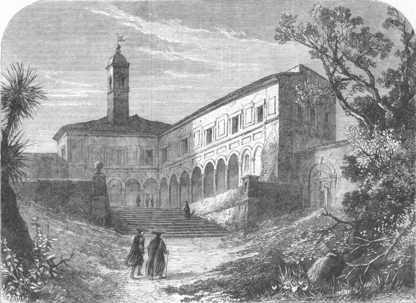 Associate Product ITALY. Convent of St Onofrio, Rome, which Tasso Died, antique print, 1864