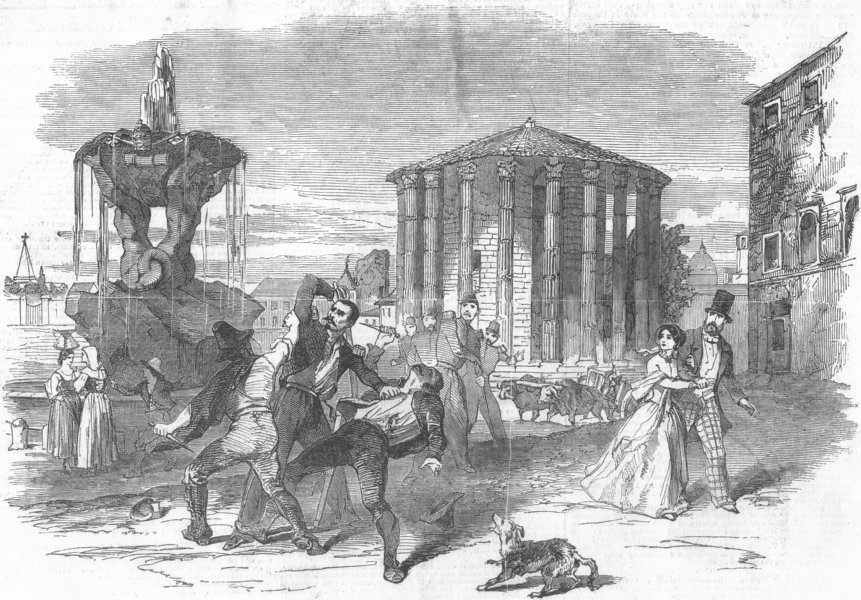 Associate Product ITALY. Scene, Rome, antique print, 1849