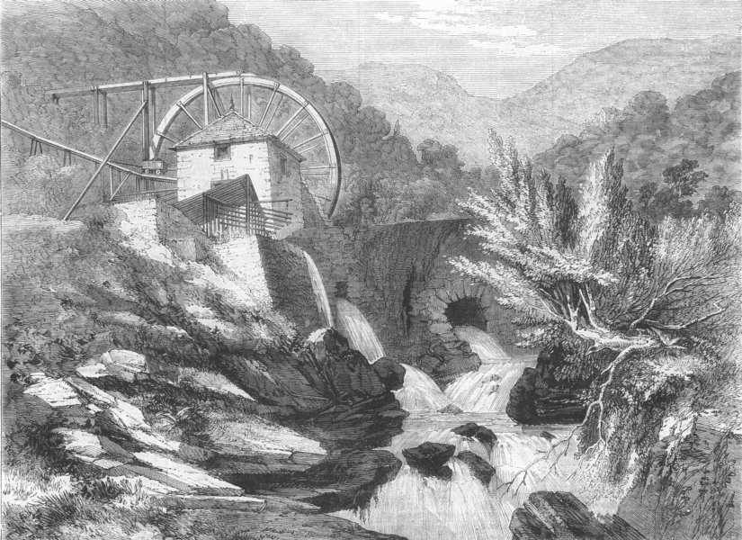 Associate Product WALES. Vigra Gold Mines, North Wales. Crushing-Mill, antique print, 1862