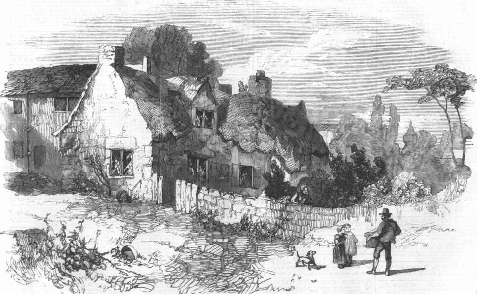 Associate Product DERBYS. Revolution House, Whittington, Derbyshire, antique print, 1858
