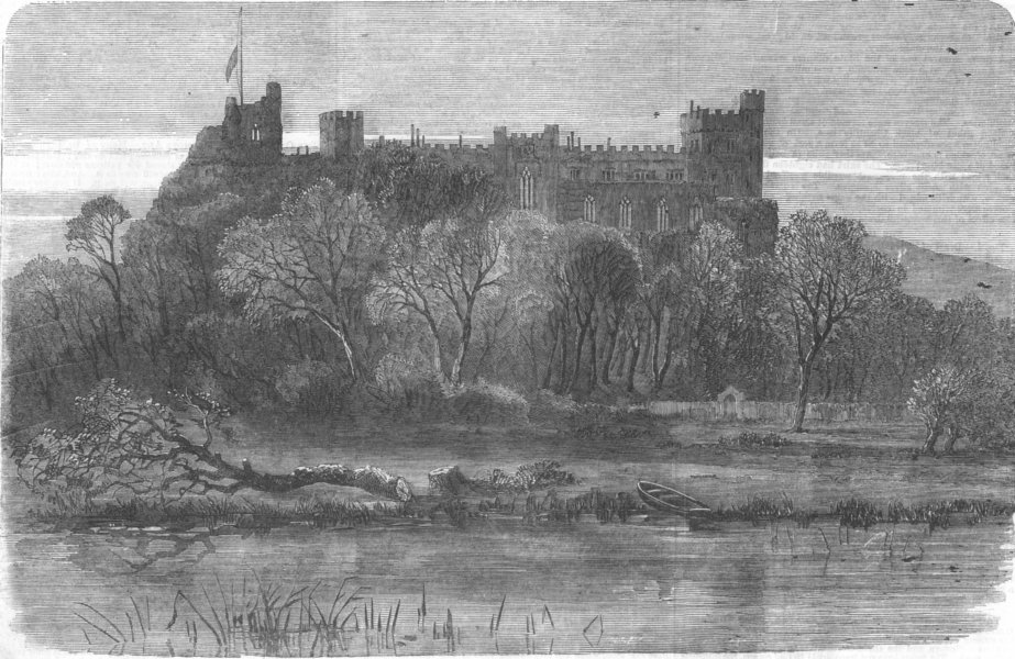 Associate Product SUSSEX. Arundel Castle, seat of Duke of Norfolk, antique print, 1858