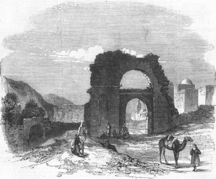 Associate Product TUNISIA. Roman & Saracen gate to Zowan, nr Carthage, antique print, 1858