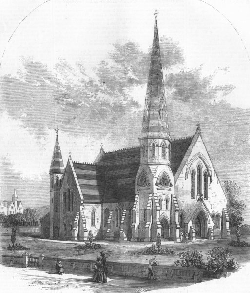 Associate Product STAFFS. St Paul's Church, West Smethwick, antique print, 1858