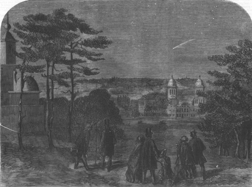 LONDON. Donati's Comet, as seen from Greenwich Park, antique print, 1858