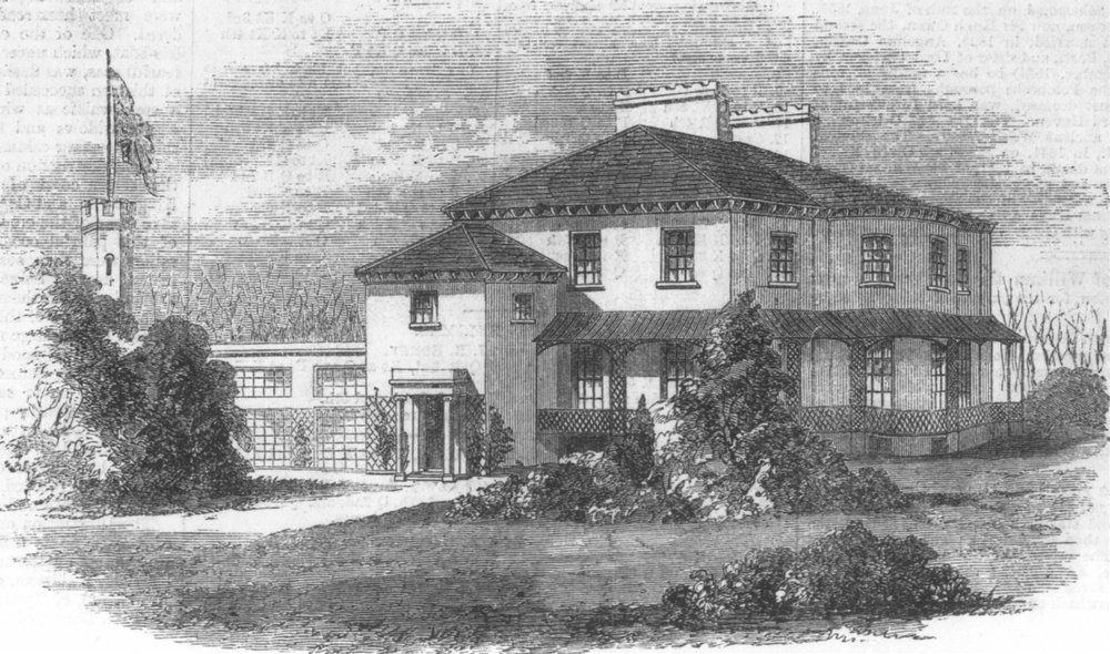 IOM. Villa Marina, Douglas, seat of new Lt-Gov, antique print, 1861