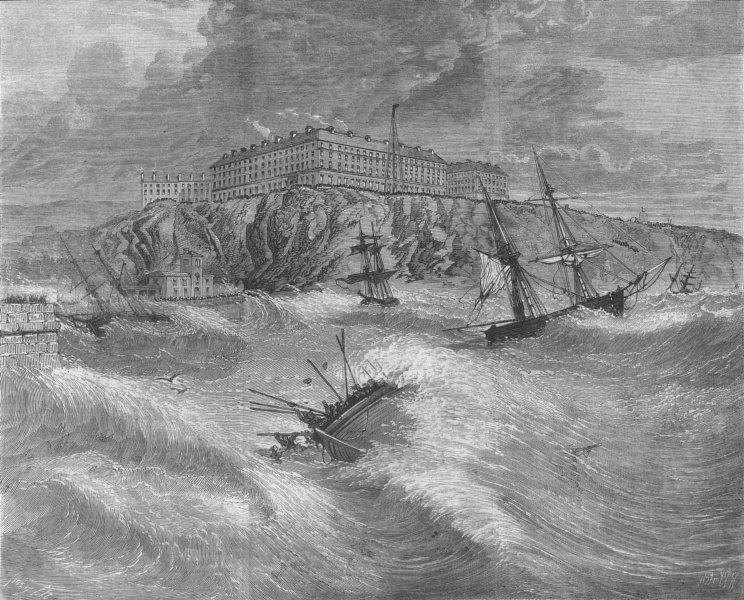 YORKSHIRE. Lifeboat disaster at Whitby, antique print, 1861