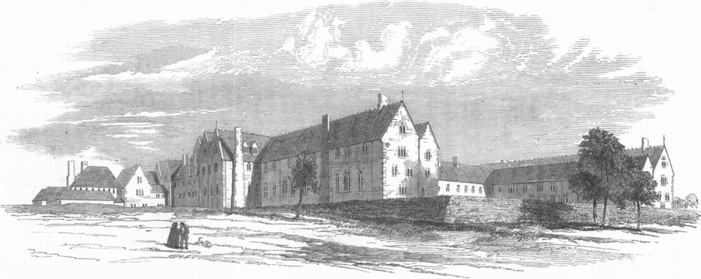 St Johns College, Hurstpierpoint, Sussex, antique print, 1853