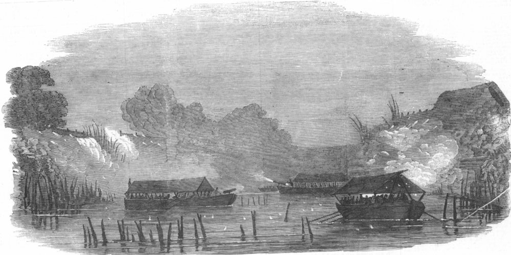 Associate Product BURMA. Troops for Yangon to Pagoda Garrison, Pegu, antique print, 1853