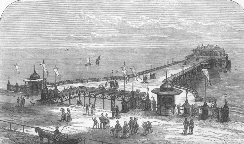 Associate Product SUSSEX. The new Pier at Hastings, antique print, 1872