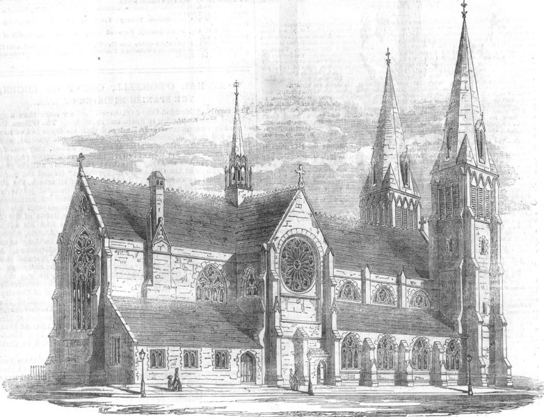 Associate Product SCOTLAND. St Ninian's Cathedral, Perth, antique print, 1854