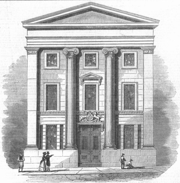 Associate Product BERKS. New public building at Reading, antique print, 1843
