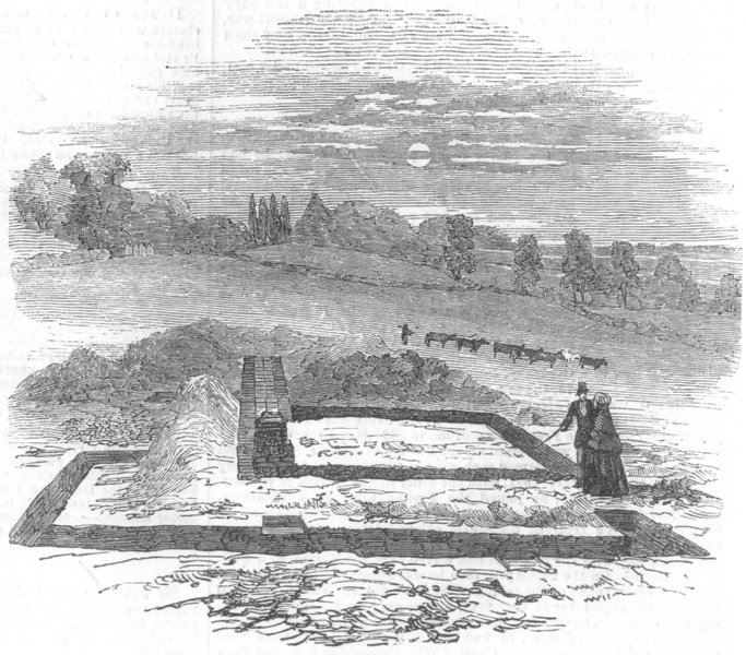 Associate Product KENT. Roman remains, just discovered, at Keston, antique print, 1854