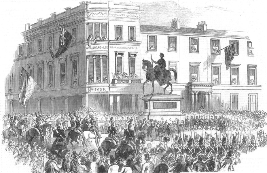 Associate Product SCOTLAND. Unveiling statue of the Queen, Glasgow, antique print, 1854