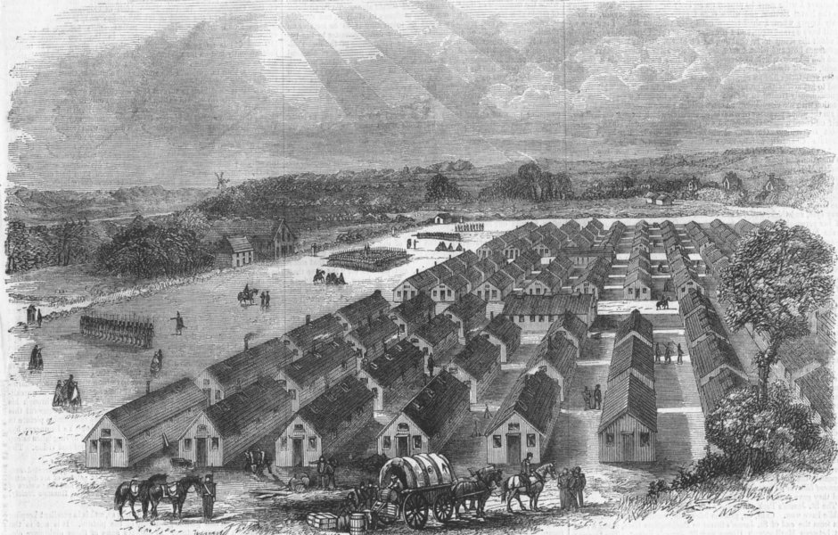 Associate Product ESSEX. The camp at Colchester, antique print, 1856