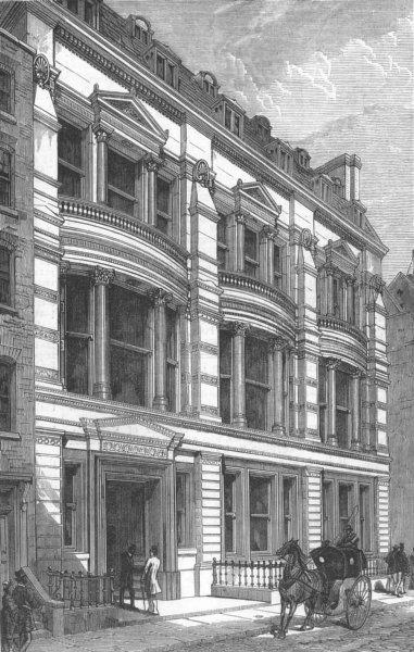 Associate Product LONDON. The City Liberal club, Walbrook, antique print, 1878