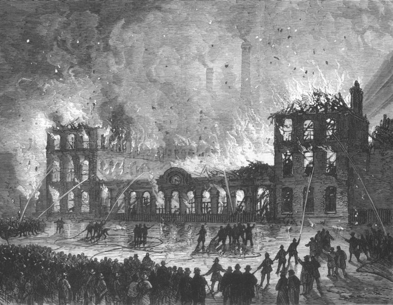 Associate Product SCOTLAND. Printing offices, Edinburgh, burnt down, antique print, 1878