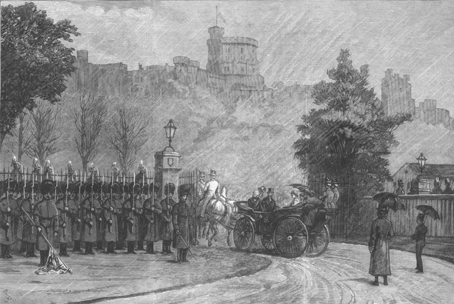 BERKS. Arrival of the Princess at Windsor, antique print, 1882