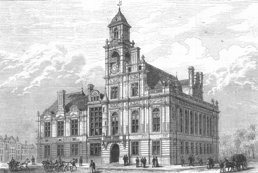 Associate Product NORFOLK. new municipal buildings, Yarmouth, antique print, 1882