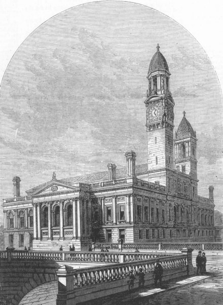 Associate Product SCOTLAND. The George A Clark Townhall, Paisley, antique print, 1882