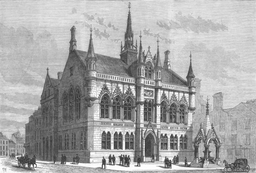 Associate Product SCOTLAND. New municipal buildings, Inverness, antique print, 1882