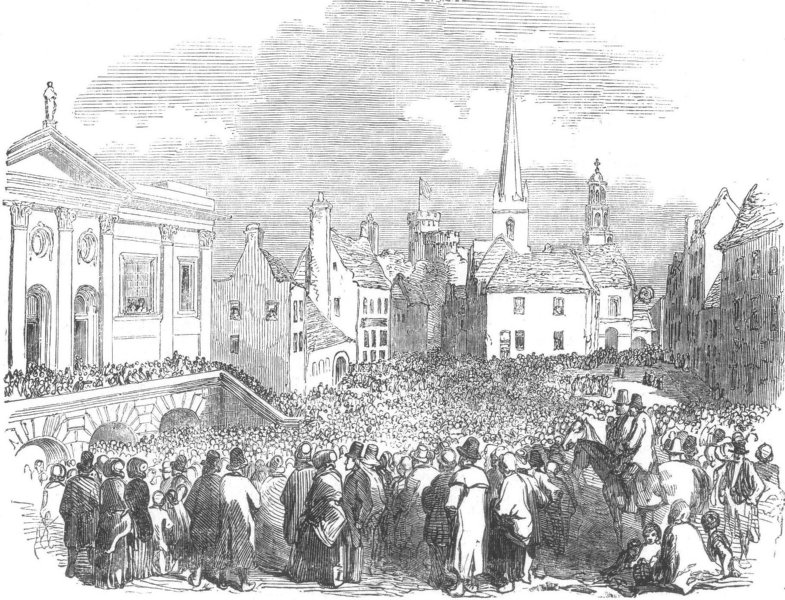 IRELAND. Great tenant-right meeting at Kilkenny, antique print, 1850