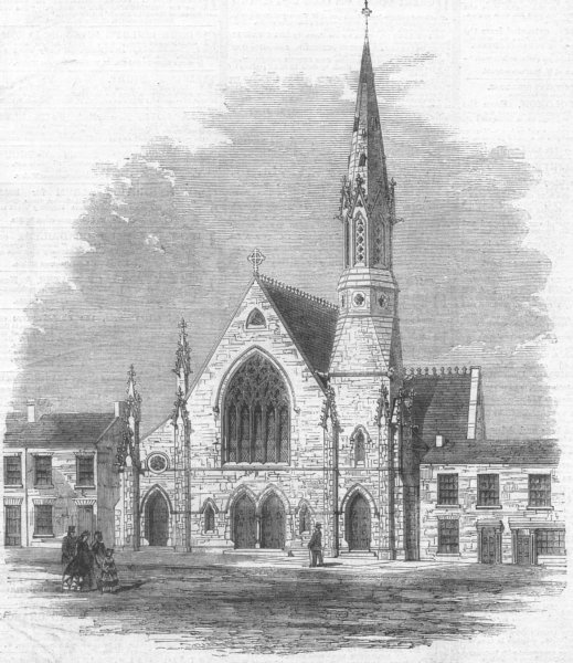 Associate Product DURHAM. Church under construction at Darlington, antique print, 1861
